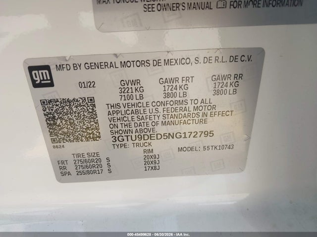 2022 GMC SIERRA 1500 LIMITED 4WD STANDARD BOX SLT 9