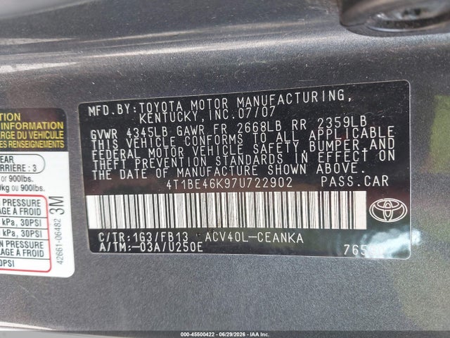 صورة 9 لـ 2007 Toyota CAMRY LE