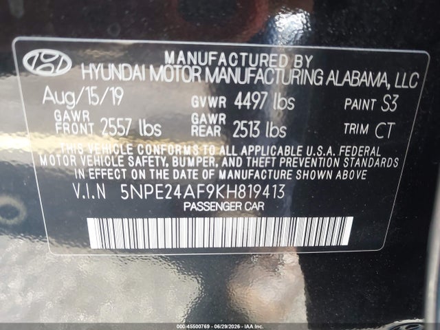 2019 Hyundai SONATA SE photo 9
