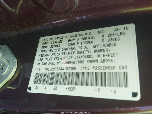 صورة 9 لـ 2010 Honda ACCORD 2.4 EX-L