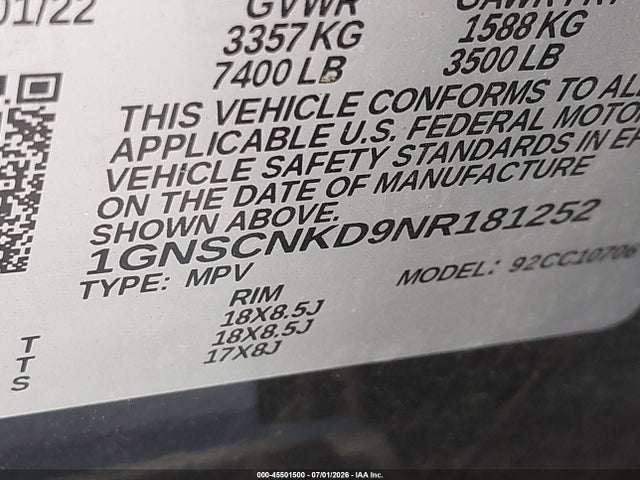 2022 CHEVROLET TAHOE 2WD LT 9