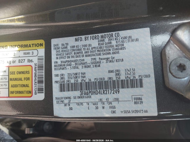 صورة 9 لـ 2020 FORD FUSION SE