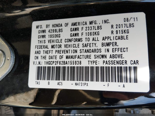 2011 Honda ACCORD 2.4 SE 照片 9
