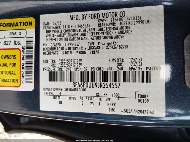 2018 FORD FUSION HYBRID S 照片 9