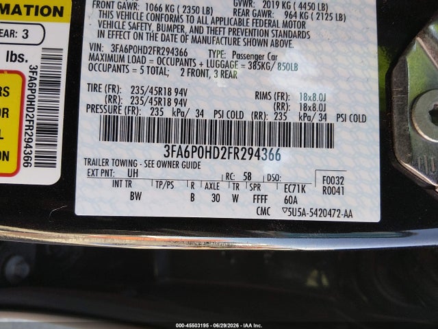 2015 FORD FUSION SE — фото 9