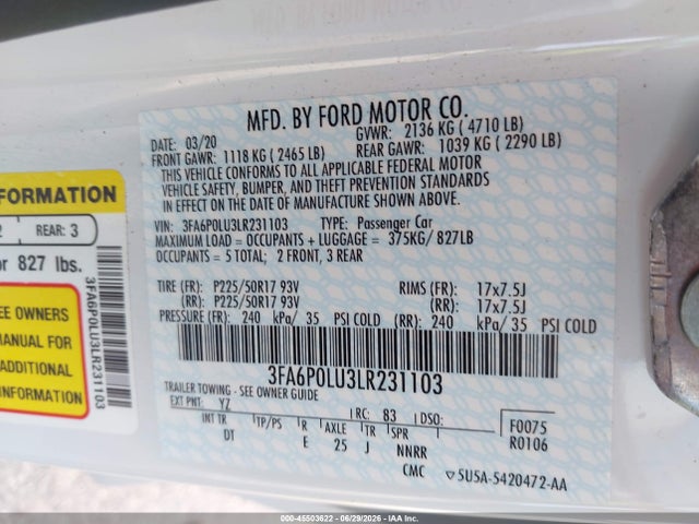 صورة 9 لـ 2020 FORD FUSION HYBRID SE