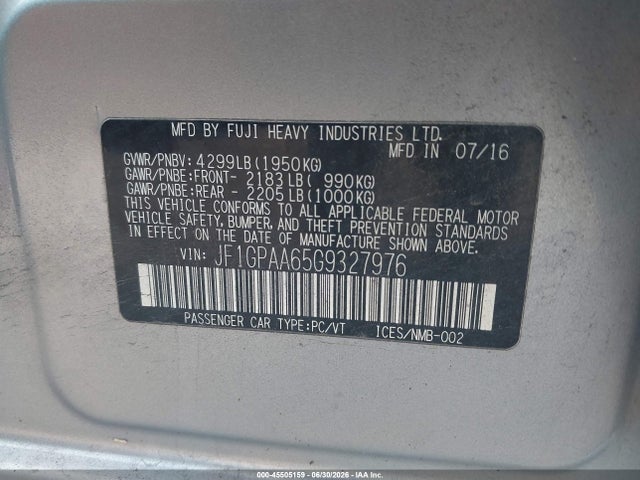 صورة 9 لـ 2016 Subaru IMPREZA 2.0I