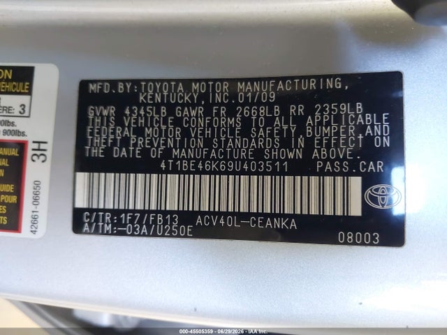 2009 Toyota CAMRY LE photo 9