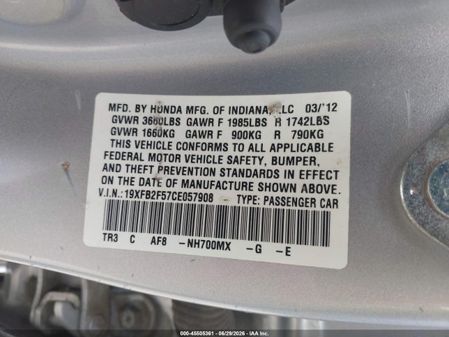 2012 Honda CIVIC LX — фото 9