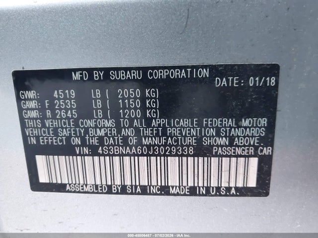 2018 Subaru LEGACY 2.5I — фото 9