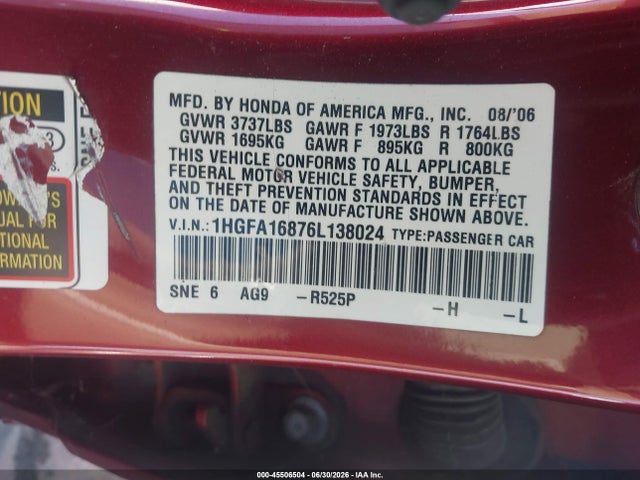 2006 Honda CIVIC EX photo 9