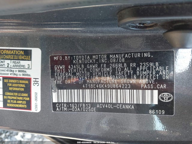 2009 Toyota CAMRY LE 照片 9