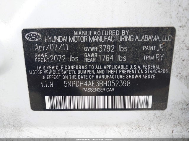 صورة 9 لـ 2011 Hyundai ELANTRA LIMITED