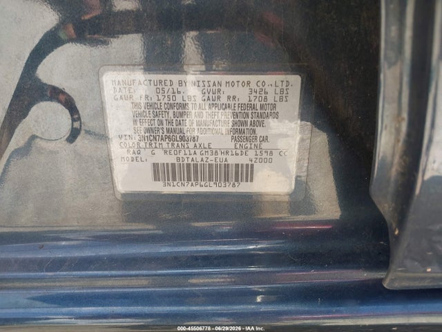 2016 Nissan VERSA 1.6 S+ 照片 9