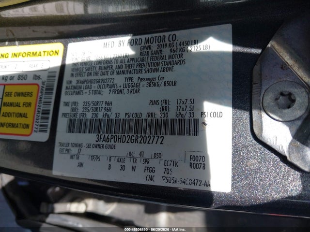2016 FORD FUSION SE 照片 9