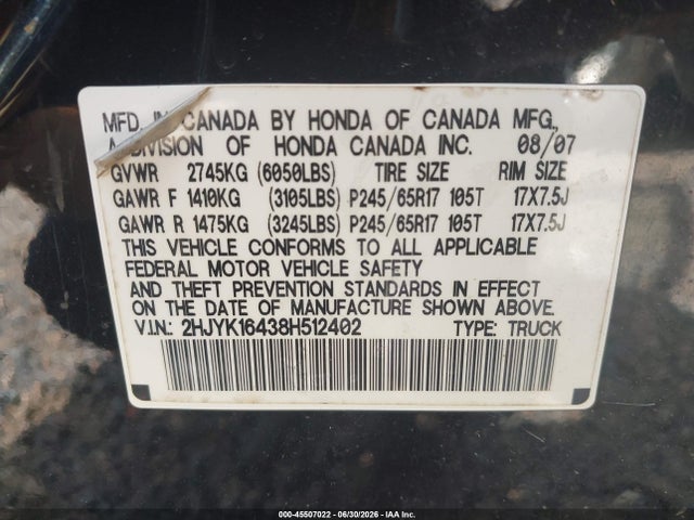 2008 Honda RIDGELINE RTS photo 9
