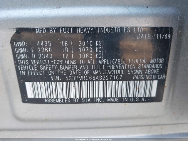 2010 Subaru LEGACY 2.5I PREMIUM — фото 9