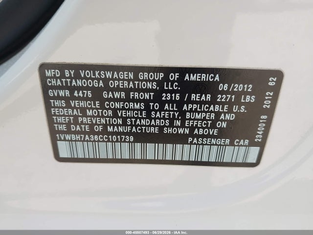 2012 Volkswagen PASSAT 2.5L SE 照片 9