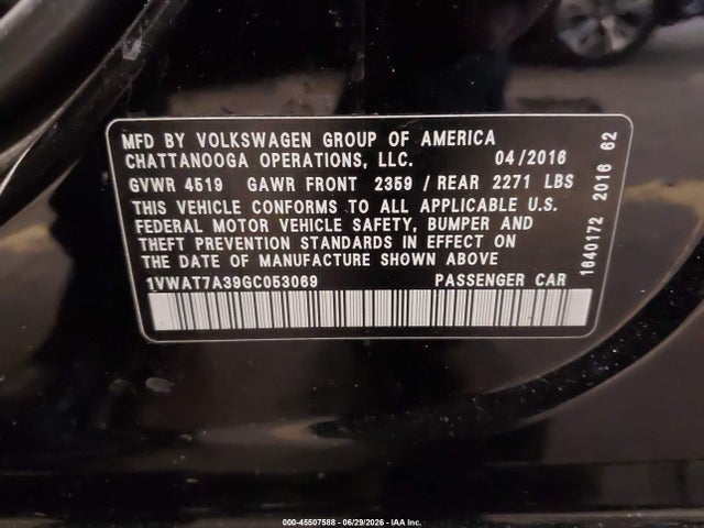 صورة 9 لـ 2016 Volkswagen PASSAT 1.8T S