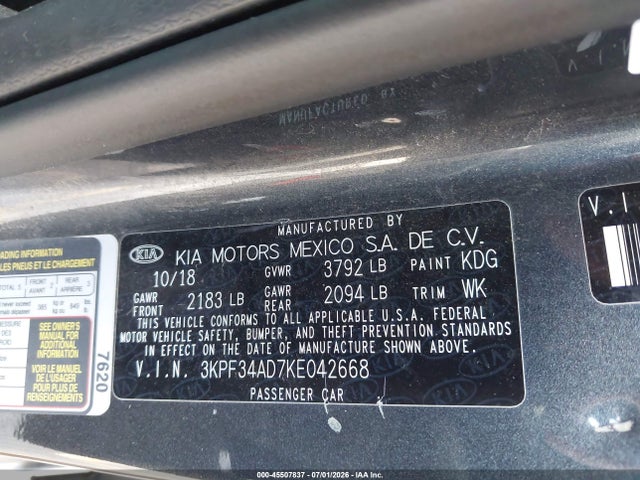 2019 KIA FORTE S 照片 9