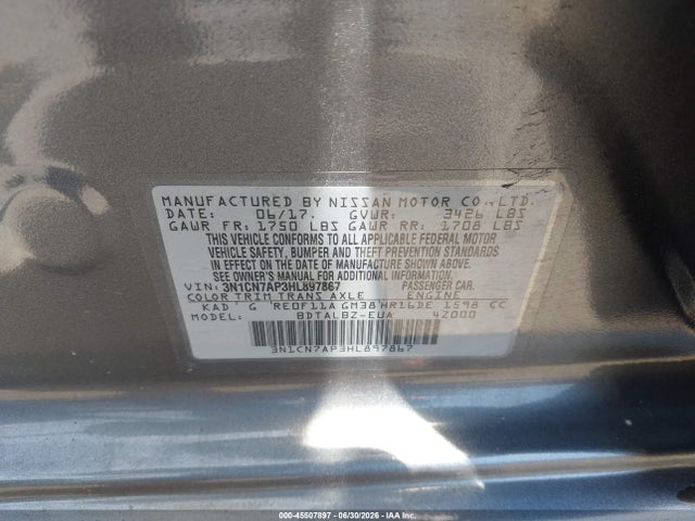 2017 Nissan VERSA 1.6 SV 照片 9