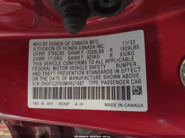 2021 Honda CIVIC LX thumbnail 9