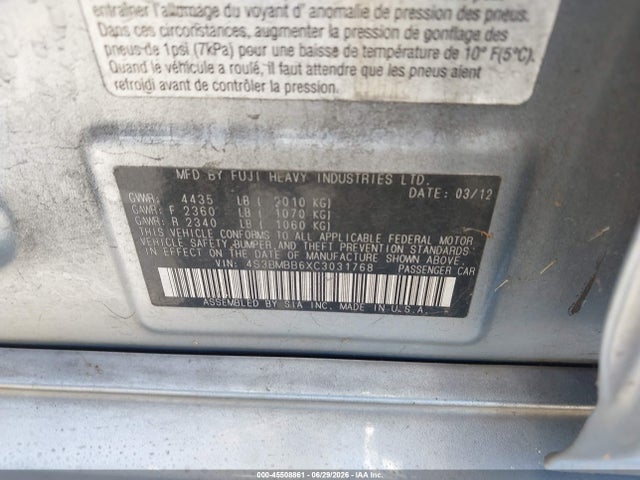 2012 Subaru LEGACY 2.5I PREMIUM 照片 9