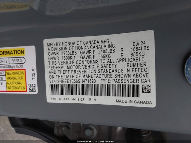 2025 HONDA CIVIC SI BASE W/HIGH PERFORMANCE SUMMER TIRES/ 9