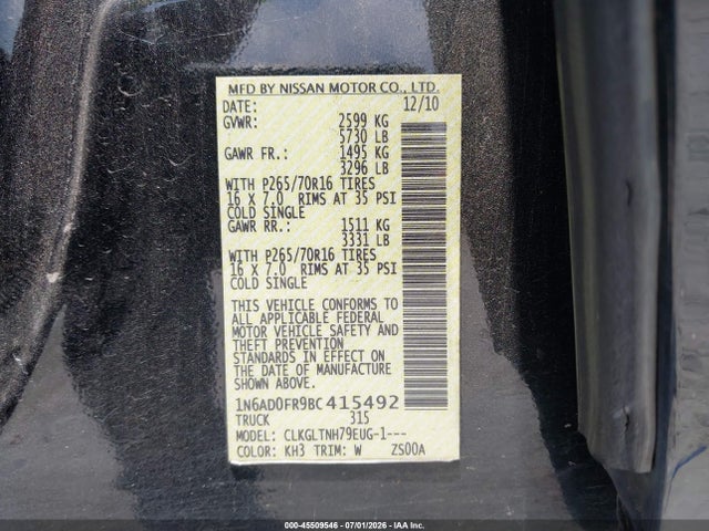 2011 Nissan FRONTIER SV photo 9