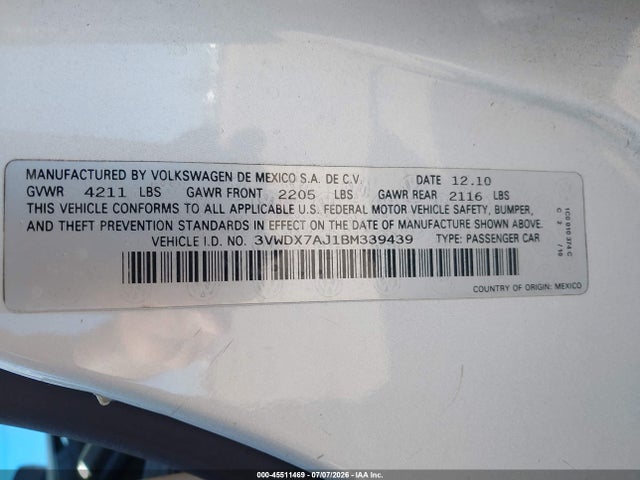 صورة 9 لـ 2011 Volkswagen JETTA 2.5L SE