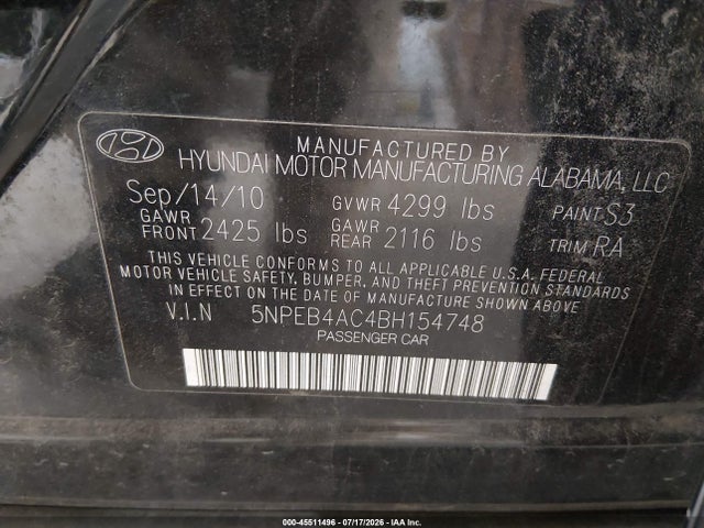 2011 Hyundai SONATA GLS photo 9