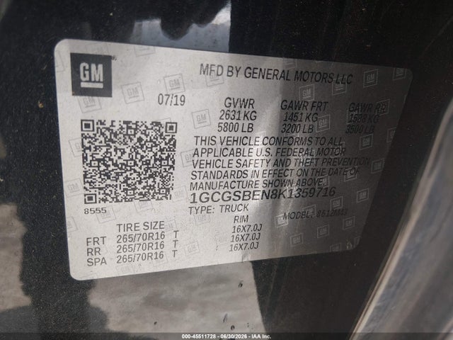 2019 Chevrolet COLORADO WT — миниатюра 9