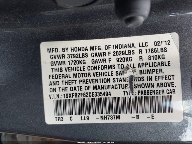 2012 Honda CIVIC EX 照片 9