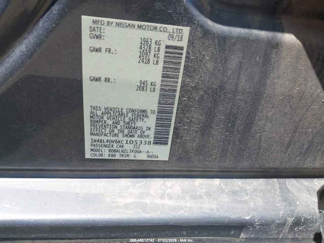 2019 Nissan ALTIMA 2.5 SV 照片 9