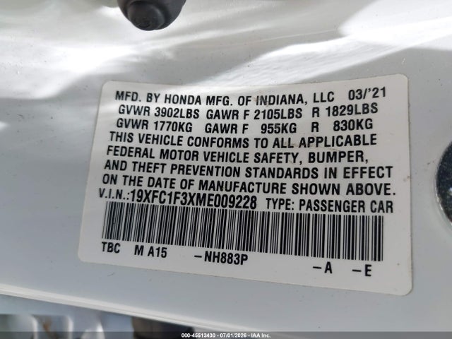 2021 Honda CIVIC EX photo 9