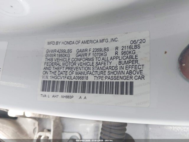 2020 Honda ACCORD EX photo 9