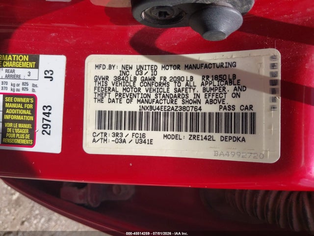 2010 Toyota COROLLA LE 照片 9