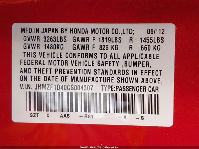 2012 Honda CR-Z 照片 9