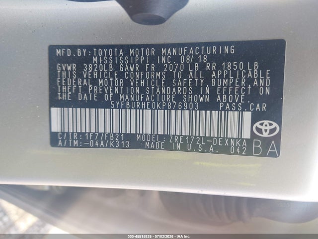 صورة 9 لـ 2019 Toyota COROLLA LE