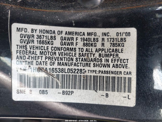 2008 Honda CIVIC LX — фото 9