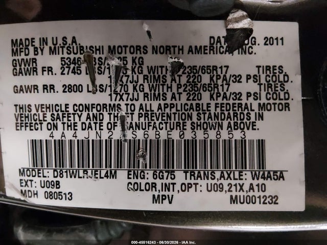 2011 Mitsubishi ENDEAVOR 照片 9