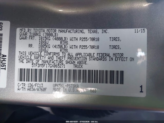 2016 Toyota TUNDRA SR5 4.6L V8 photo 9
