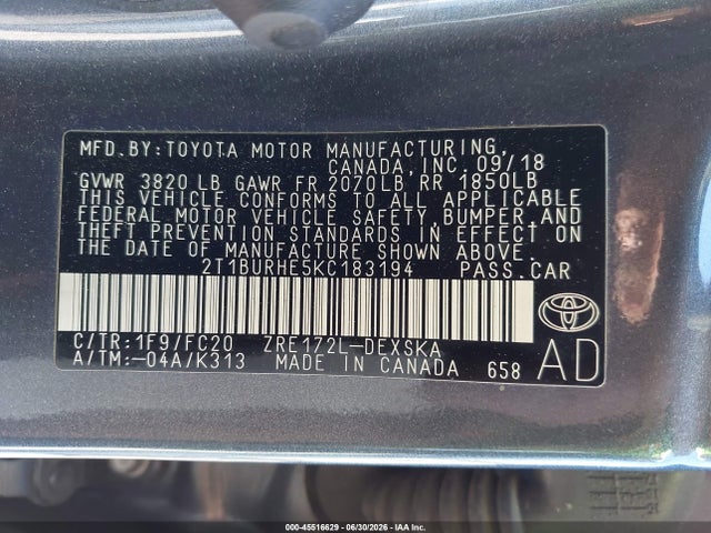 2019 Toyota COROLLA SE 照片 9