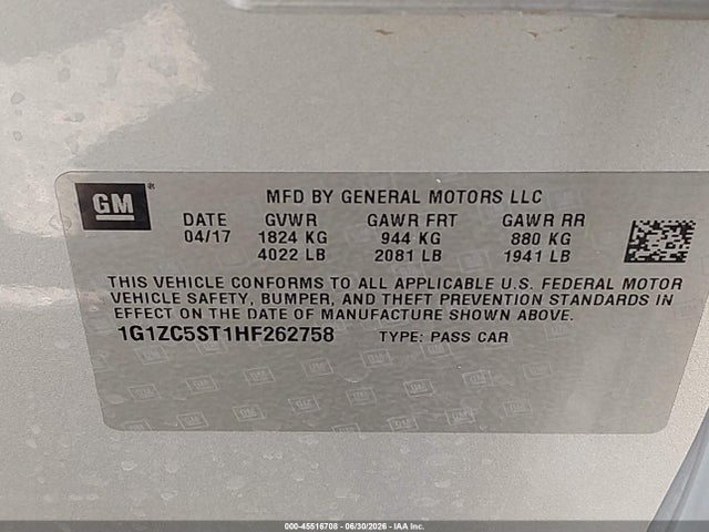 2017 Chevrolet MALIBU 1FL photo 9