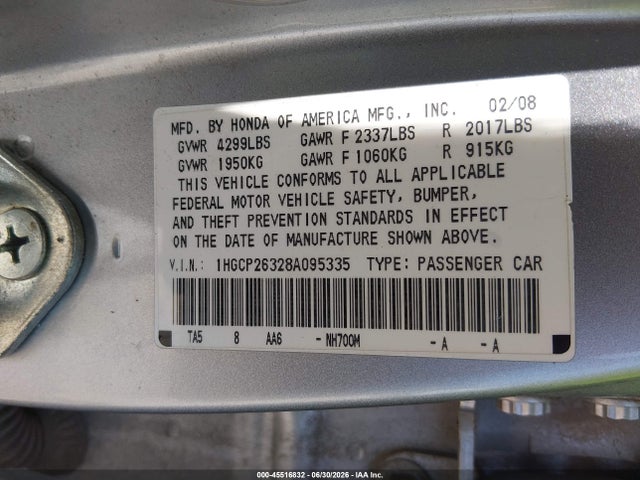 2008 Honda ACCORD 2.4 LX — фото 9