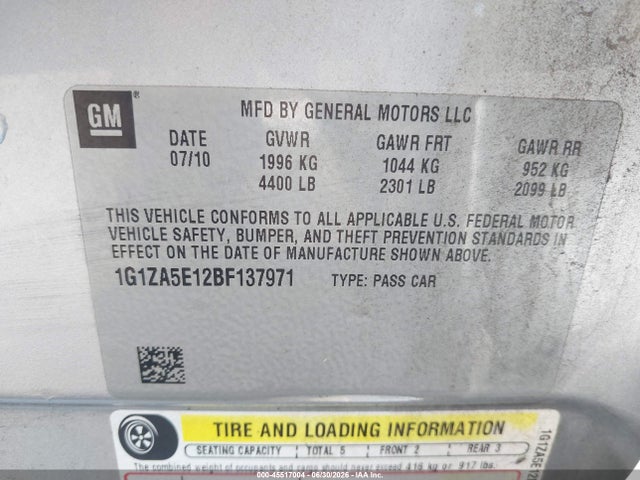 2011 Chevrolet MALIBU LS 照片 9