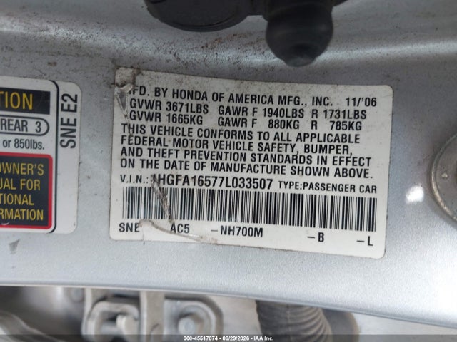 2007 Honda CIVIC LX — фото 9