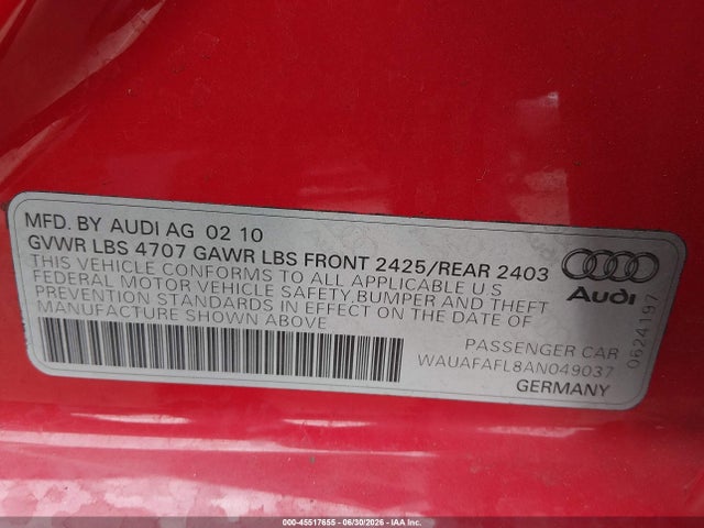 2010 AUDI A4 2.0T PREMIUM 照片 9