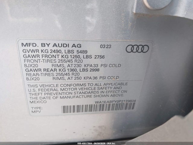 2023 AUDI Q5 PREMIUM PLUS 45 TFSI S LINE QUATTRO 9