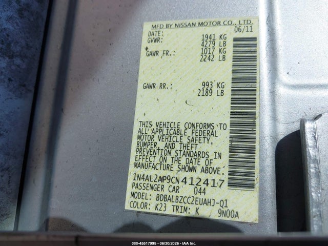 2012 Nissan ALTIMA 2.5 S 照片 9